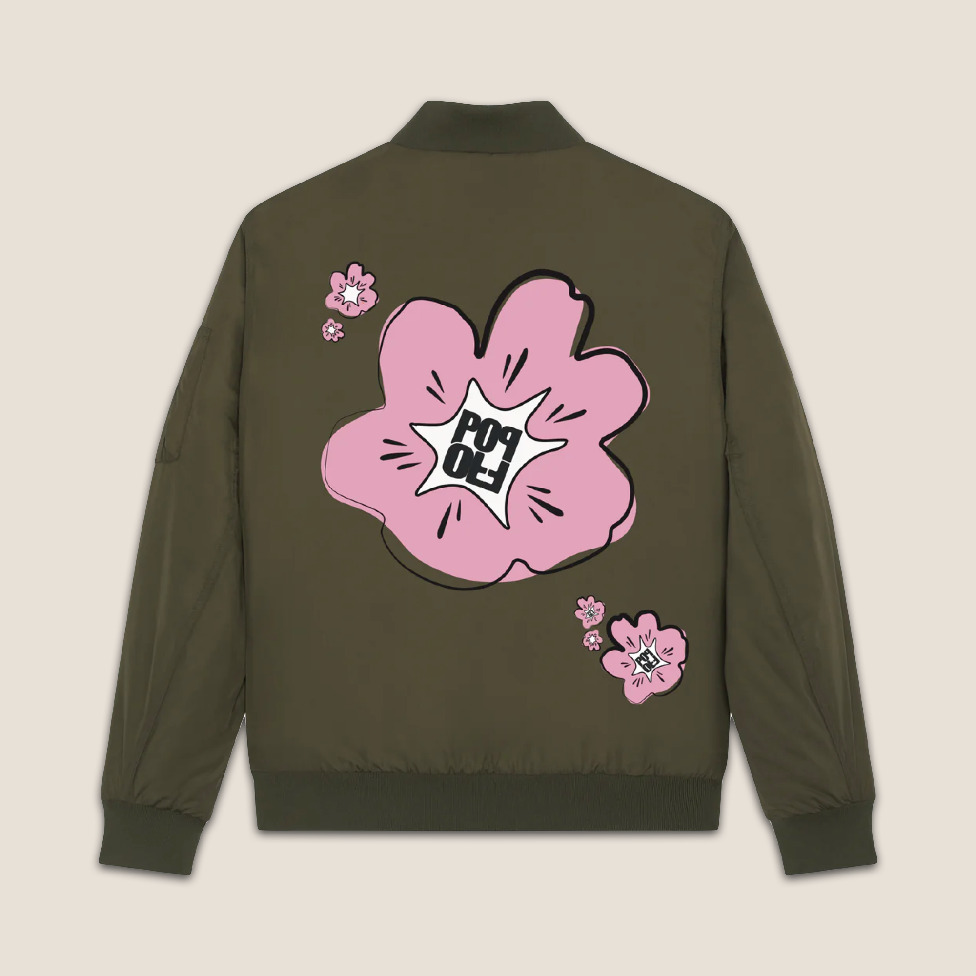 THE POWER POP BOMBER JACKET // forrest green & pink