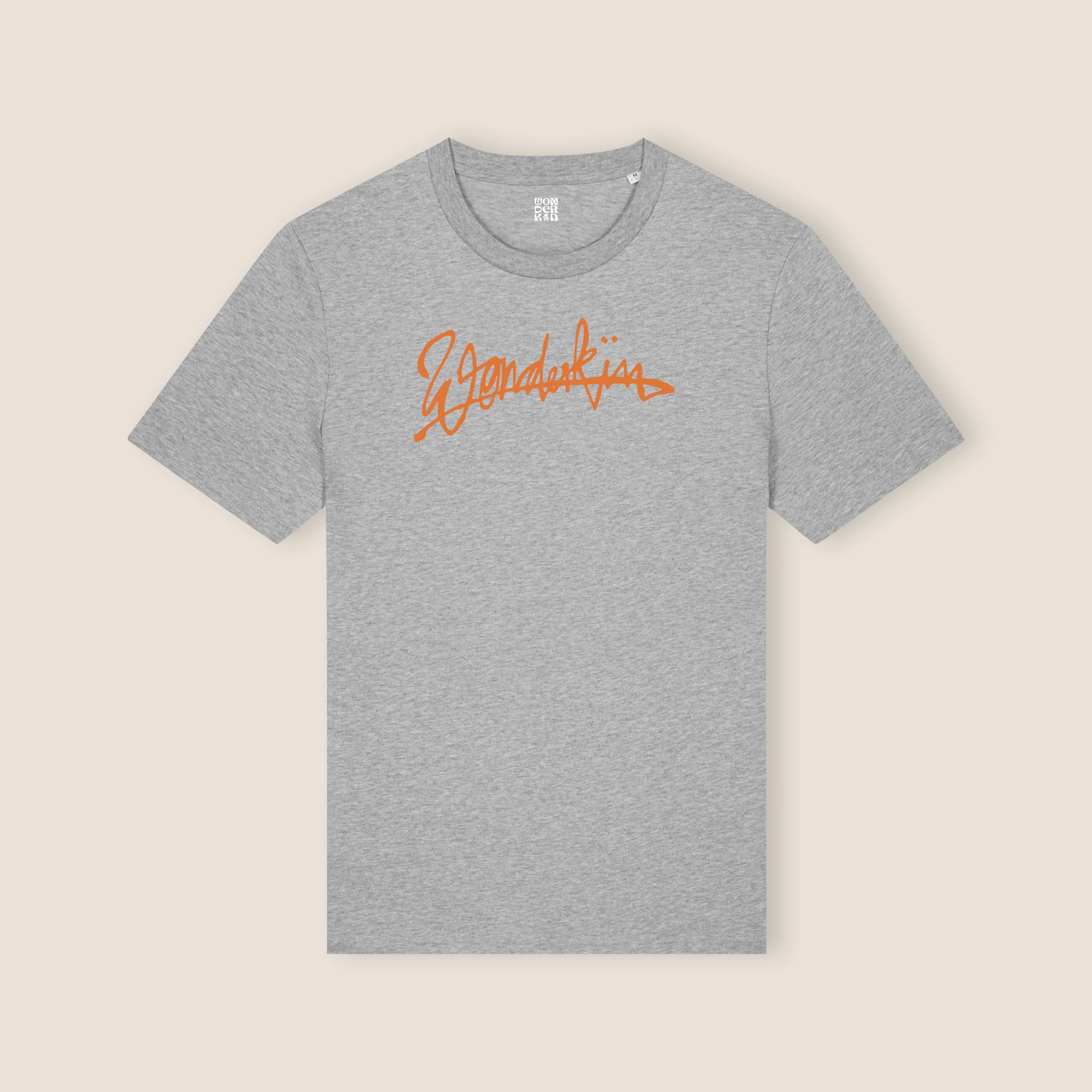 THE POP SIGNATURE TEE 180 // light heather grey & orange
