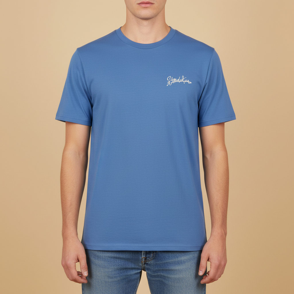 THE POP SIGNATURE TEE 180 // bright blue & beige