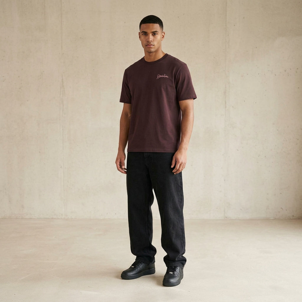 THE POP SIGNATURE TEE 180 // eggplant & pink