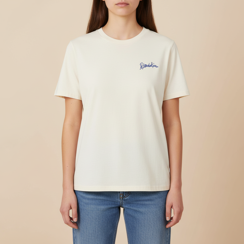 THE POP SIGNATURE TEE 180 // natural raw & blue