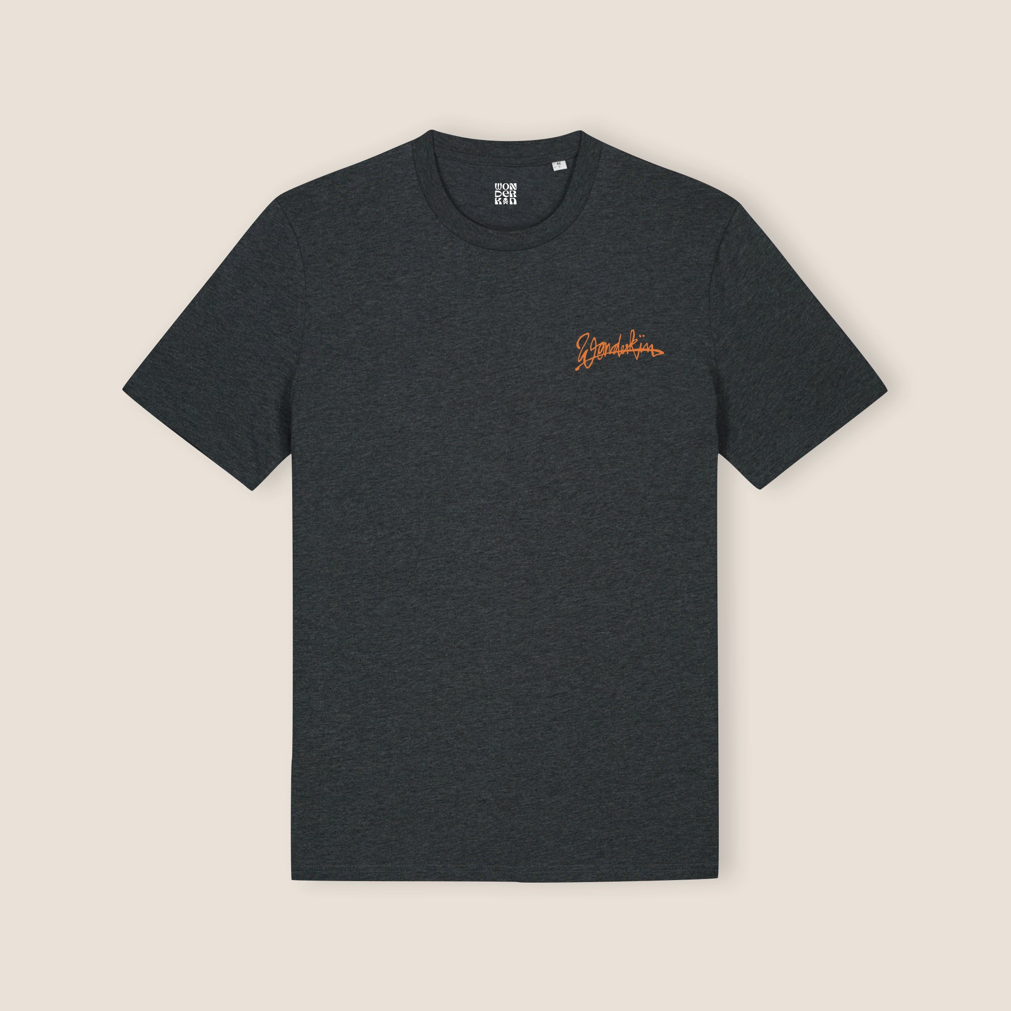 THE POP SIGNATURE TEE 180 // dark heather grey & orange