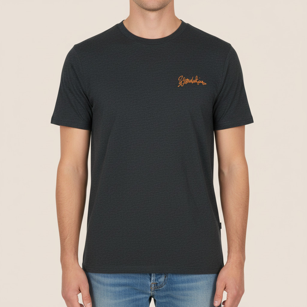 THE POP SIGNATURE TEE 180 // dark heather grey & orange