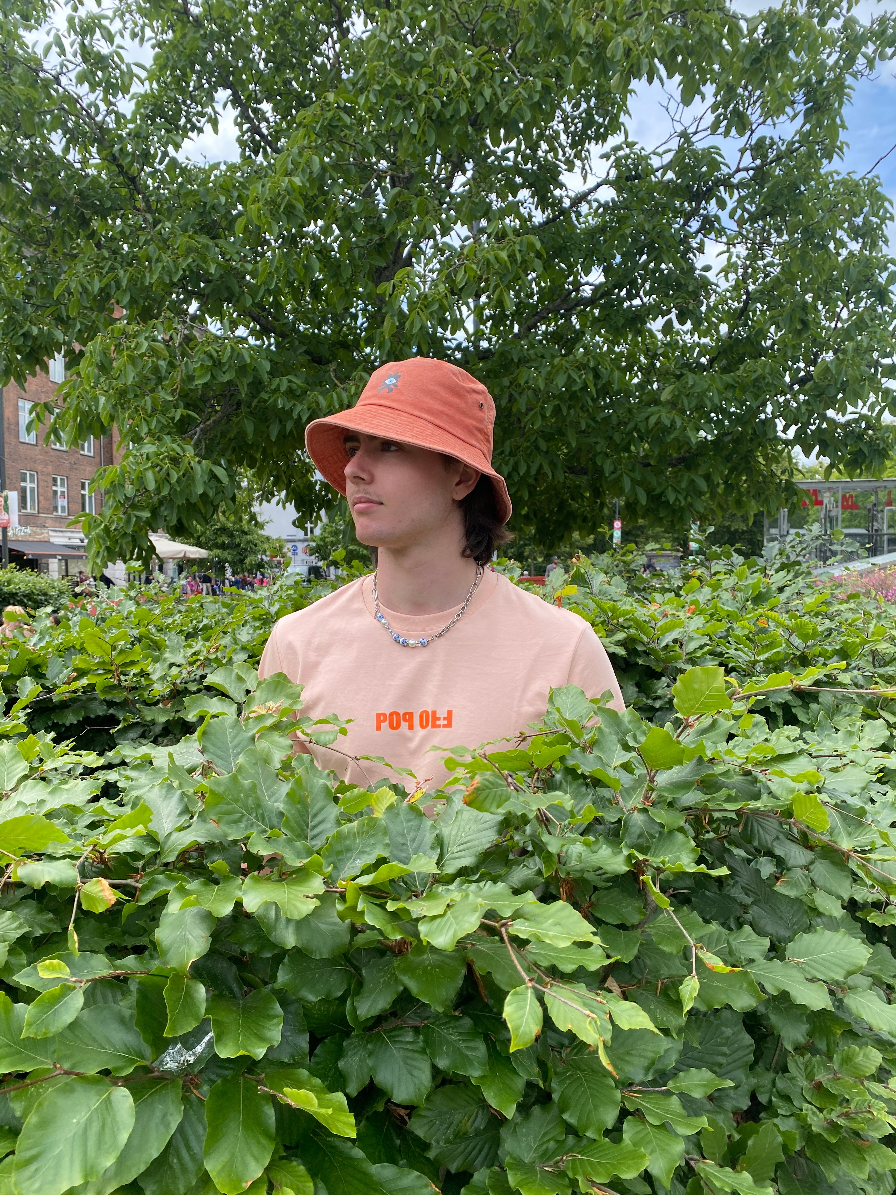 THE POP TEE 180 // peach with orange