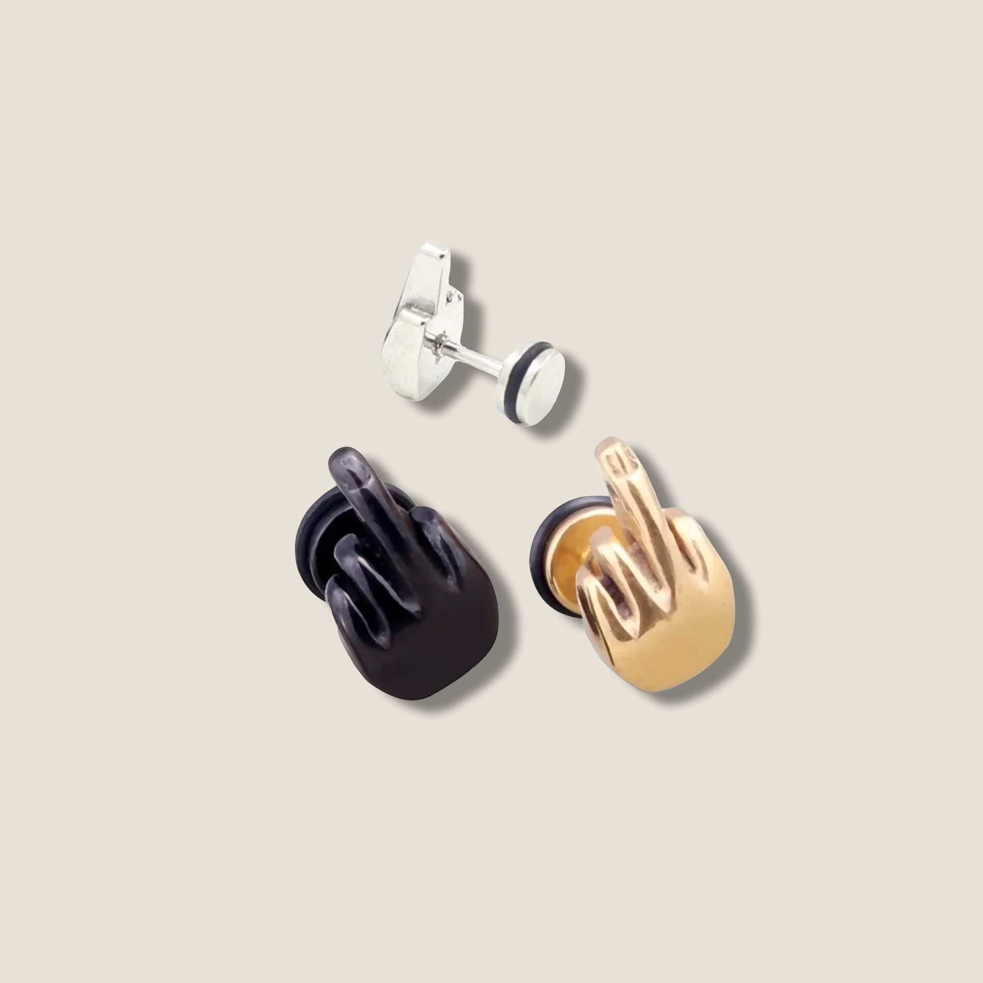 THE POPFUCK EARRING SINGLE / black plated steel