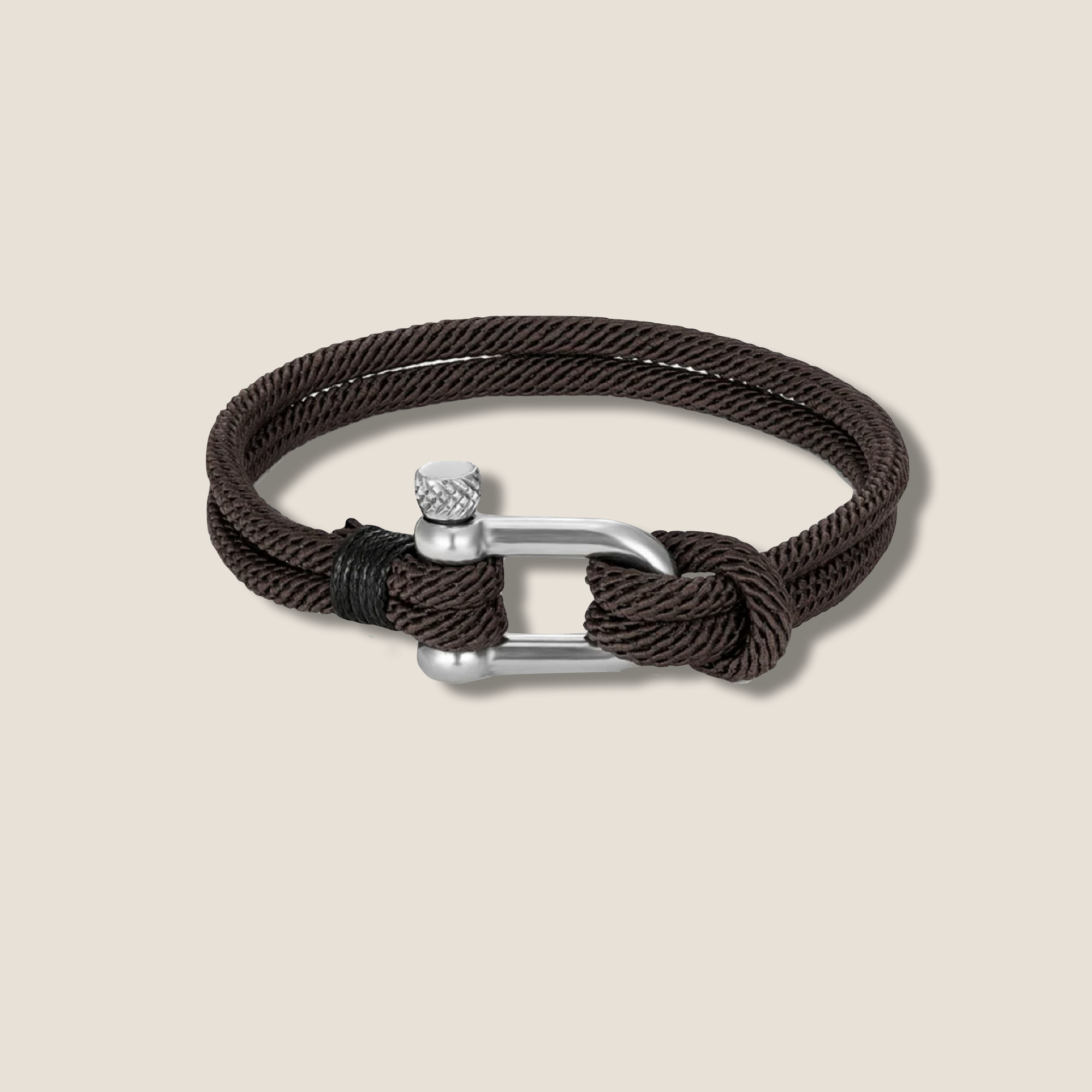 THE POP SILVER D BRACELET // dark brown
