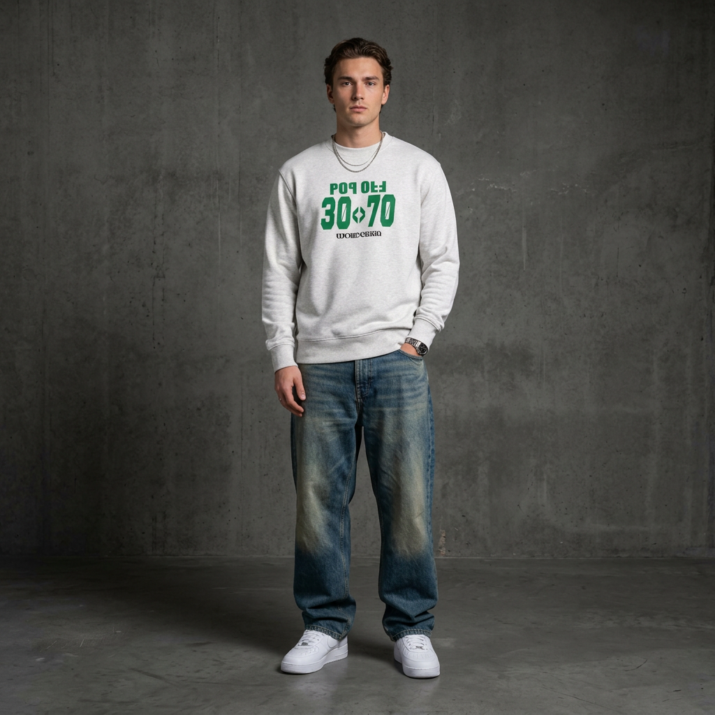 THE POP SWEATSHIRT 350 // cool heather grey & green