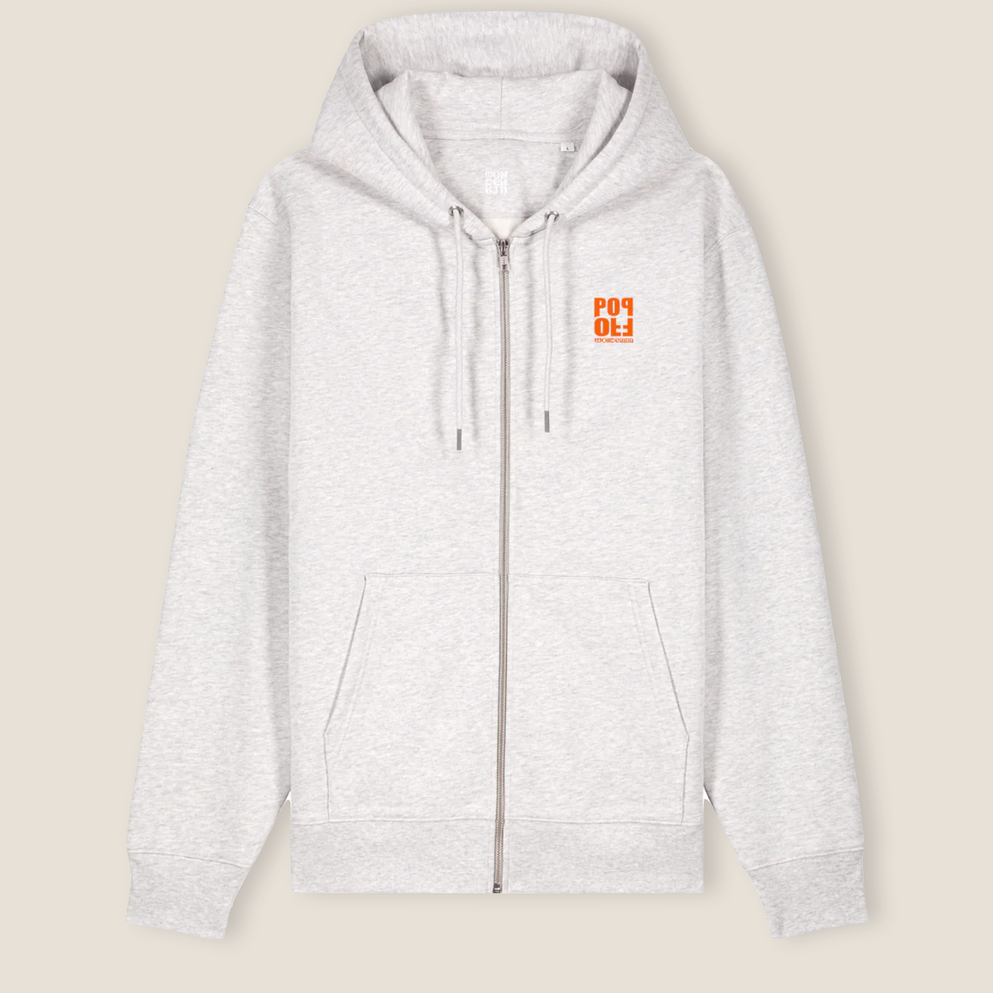 THE POP ZIP HOODIE 350 // cool heather grey with orange