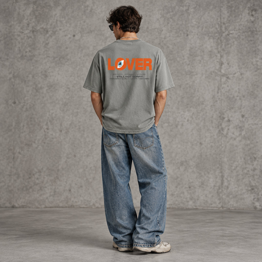 THE LOVER STATEMENT TEE 180 // misty grey & orange