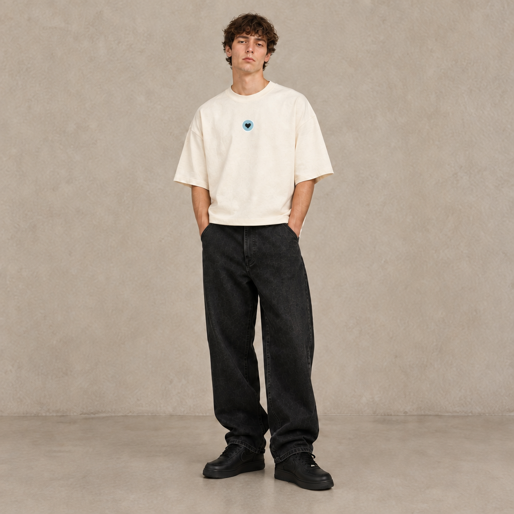 THE POPSEE SIGNATURE TEE 200 // natural raw & faded black