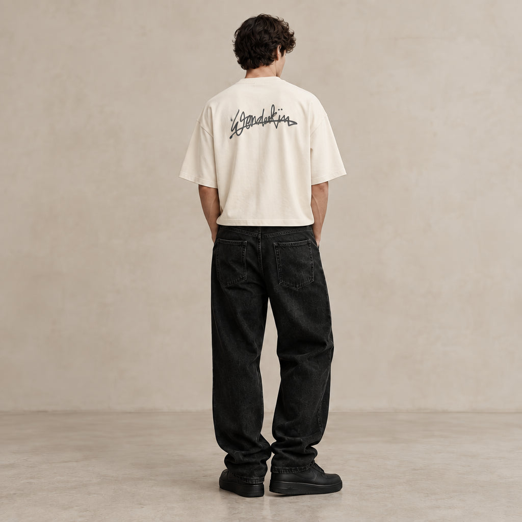 THE POPSEE SIGNATURE TEE 200 // natural raw & faded black