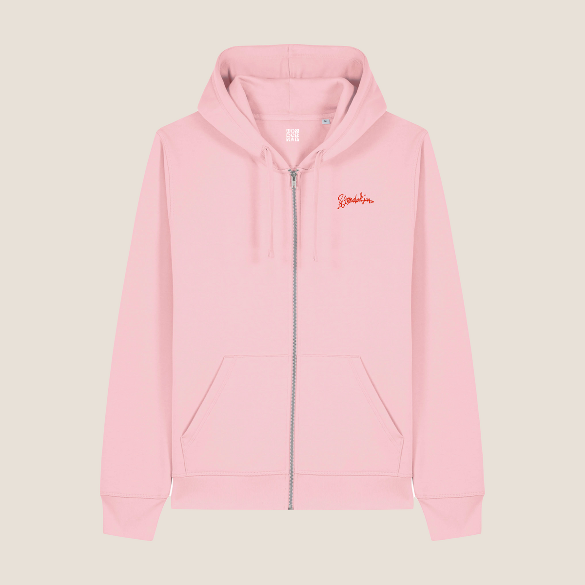 THE POP SIGNATURE ZIP HOODIE 280 // cotton pink & red
