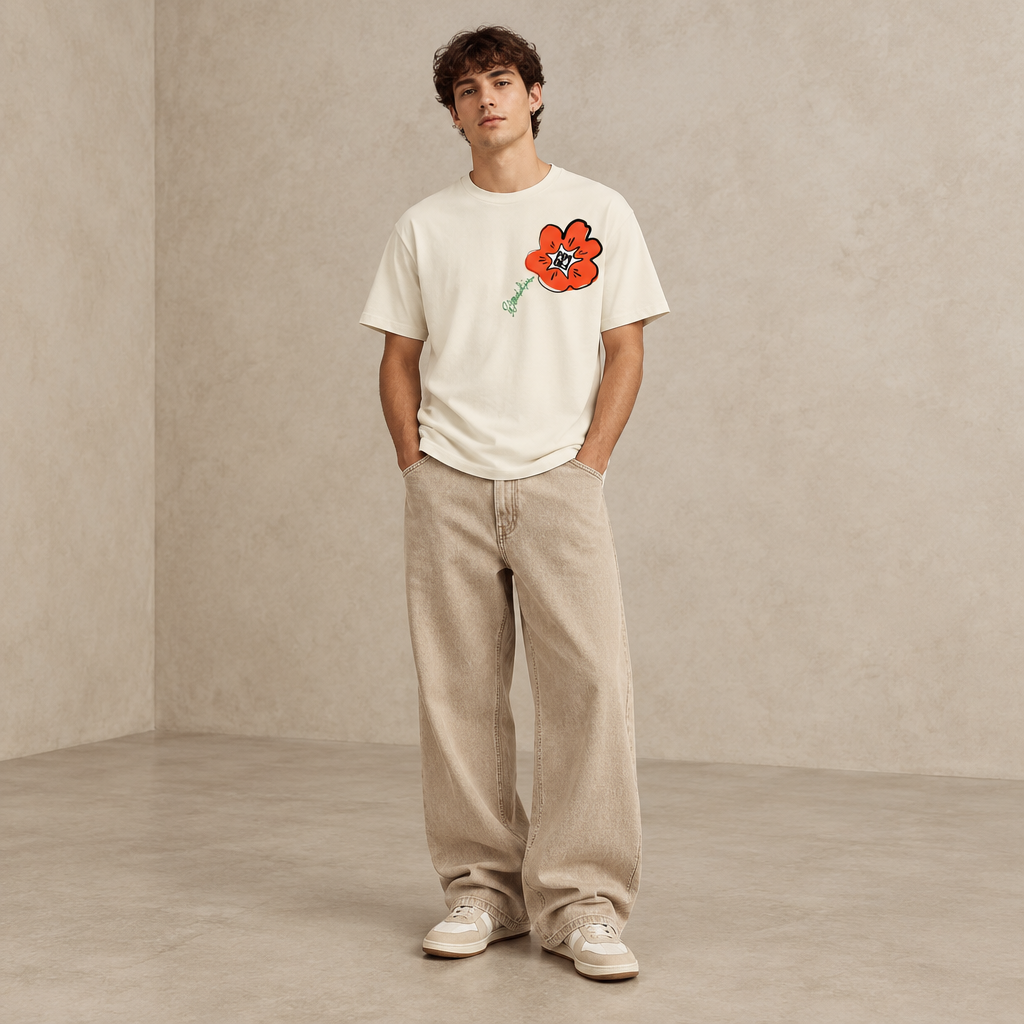 THE POWER POP SIGNATURE TEE 180 // natural orange green