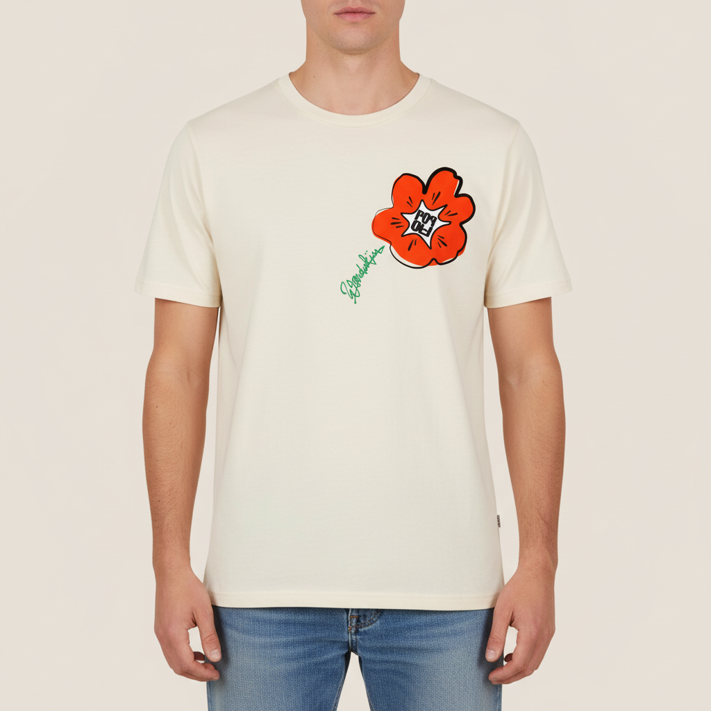 THE POWER POP SIGNATURE TEE 180 // natural orange green