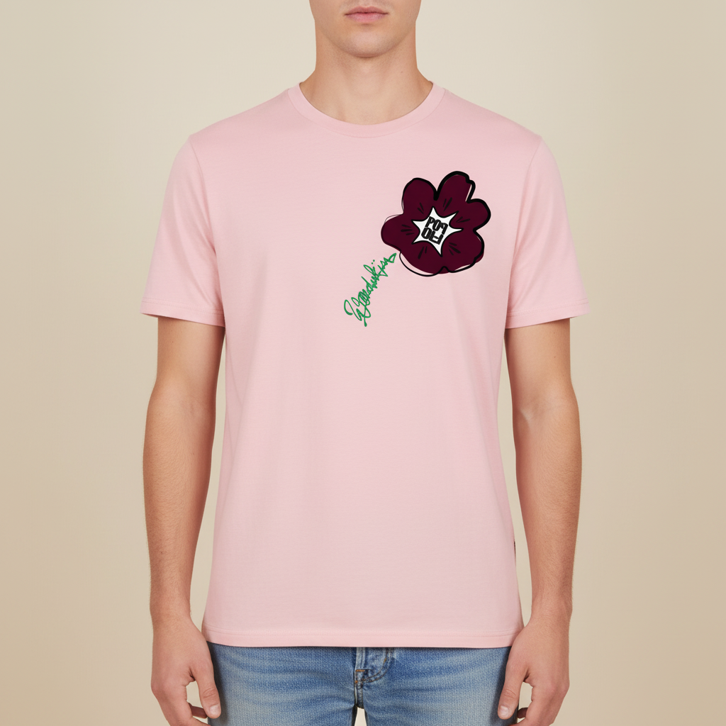 THE POWER POP SIGNATURE TEE 180 // light pink burgundy green