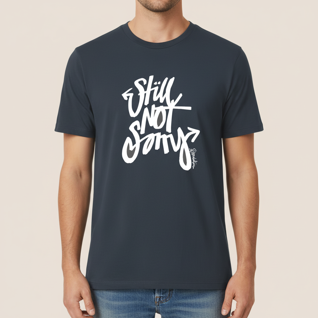 THE STILL NOT SORRY TEE 180 // india ink & white