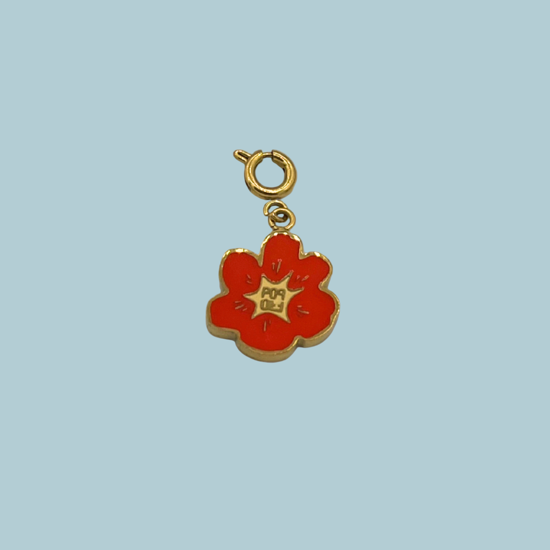 THE POP BLOOM // Gold plated & Red Enamel
