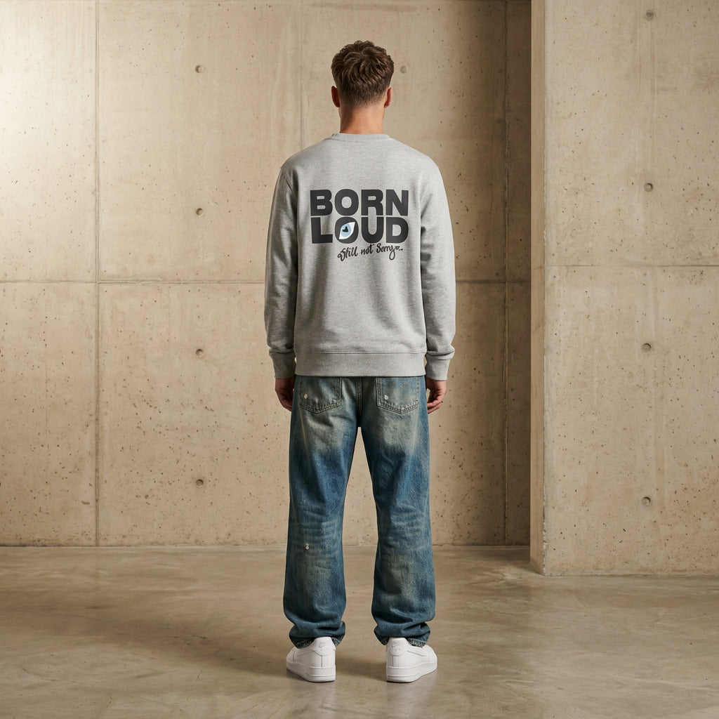 THE BLSNS CREWNECK 350 // light grey & faded black