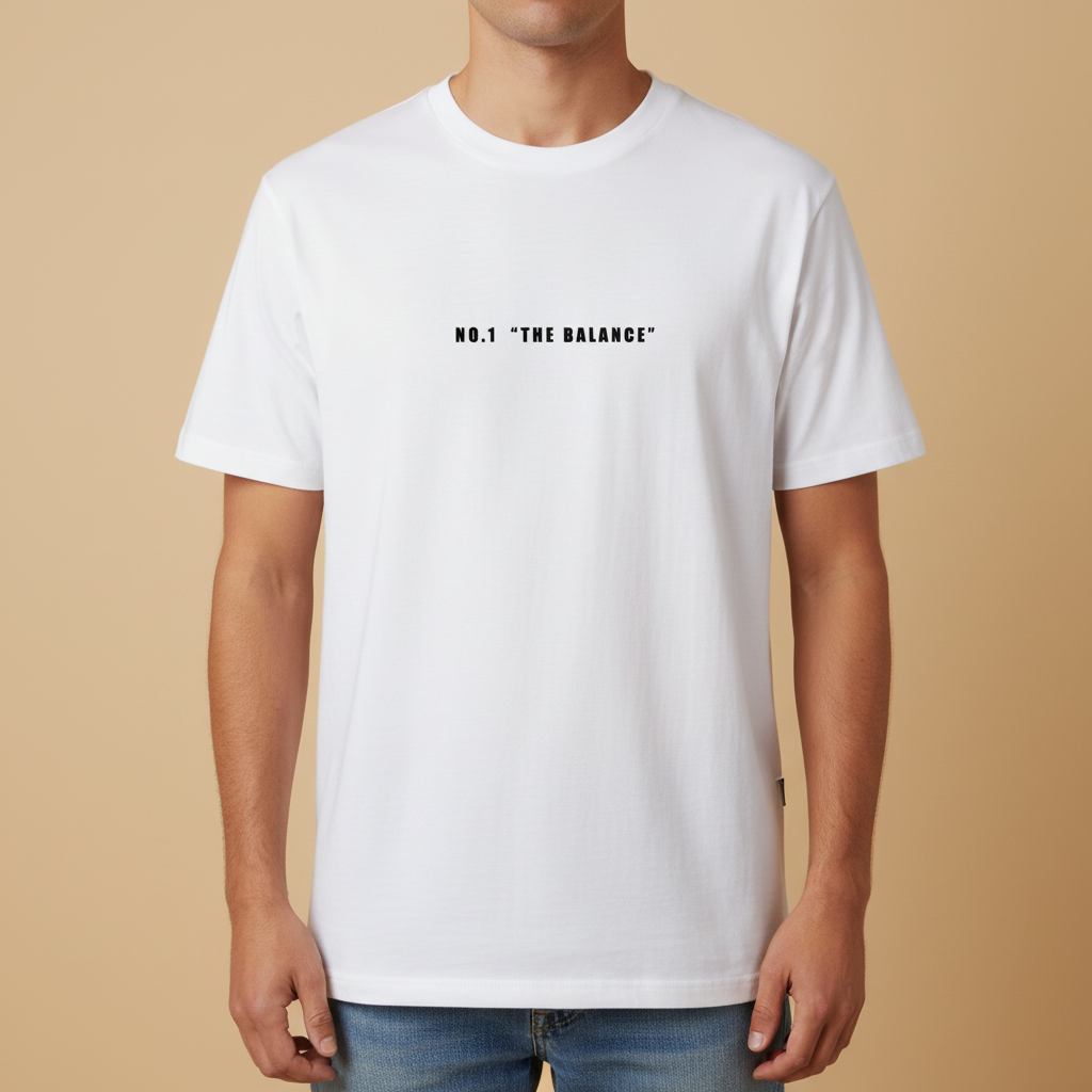 THE POP TEE 240 // white with the balance artwork