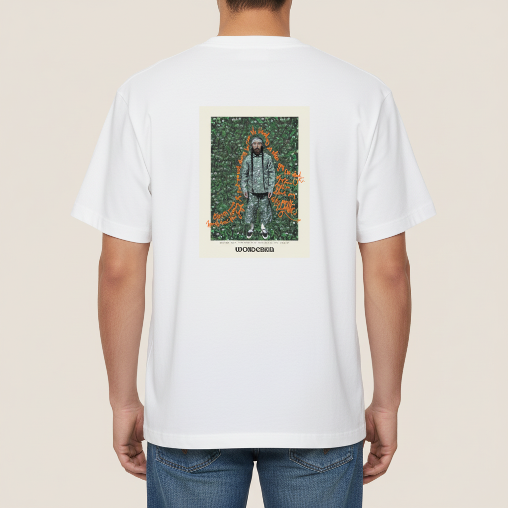 THE POP TEE 240 // white with the Jungle artwork