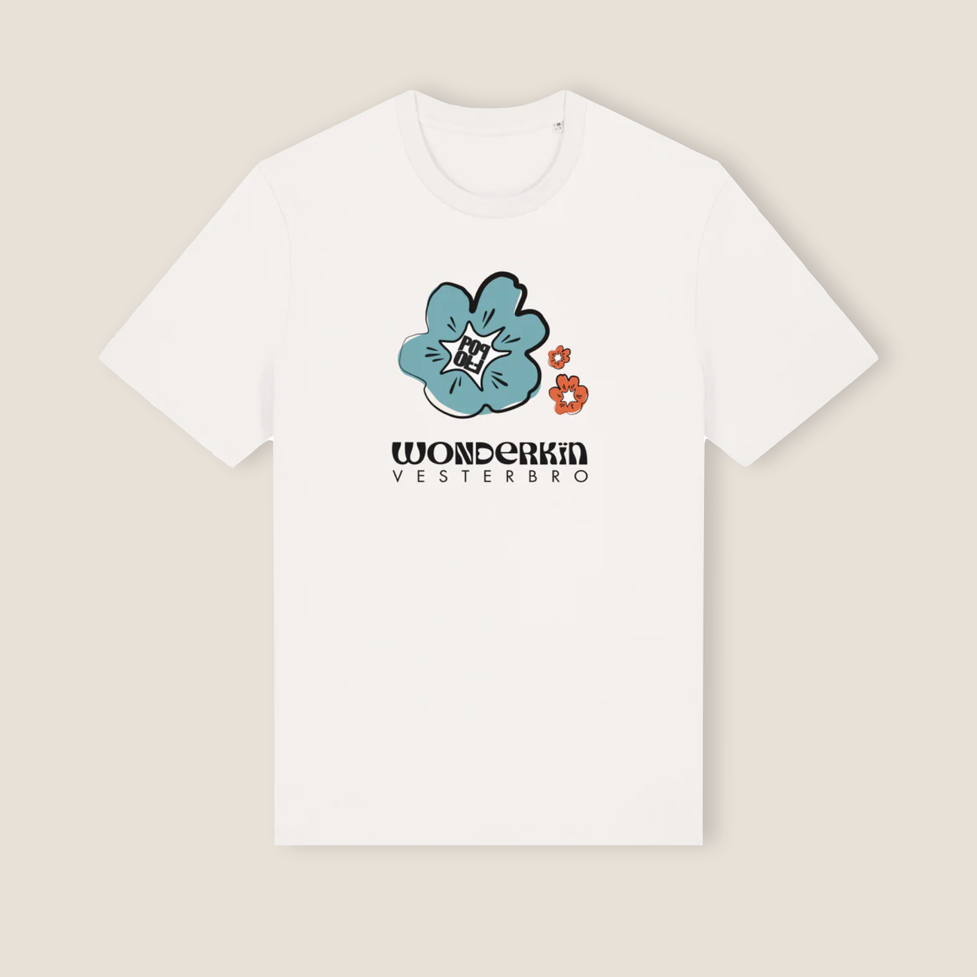THE POWER POP TEE 180 // off white & light blue orange black