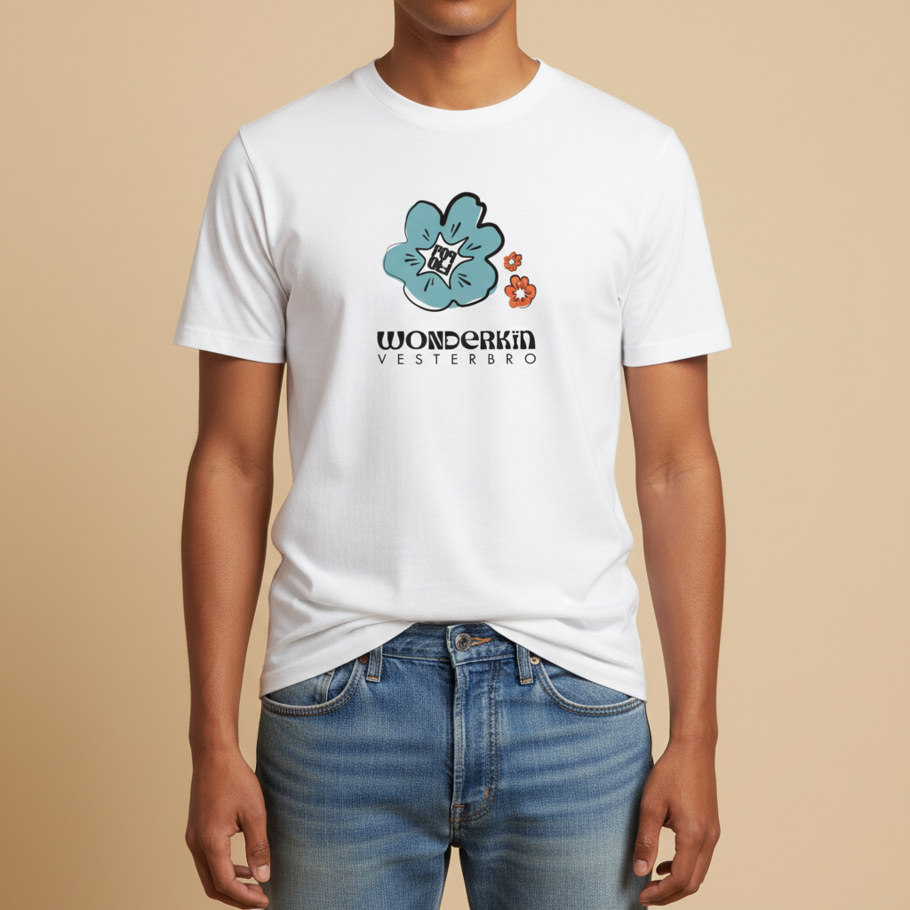 THE POWER POP TEE 180 // off white & light blue orange black