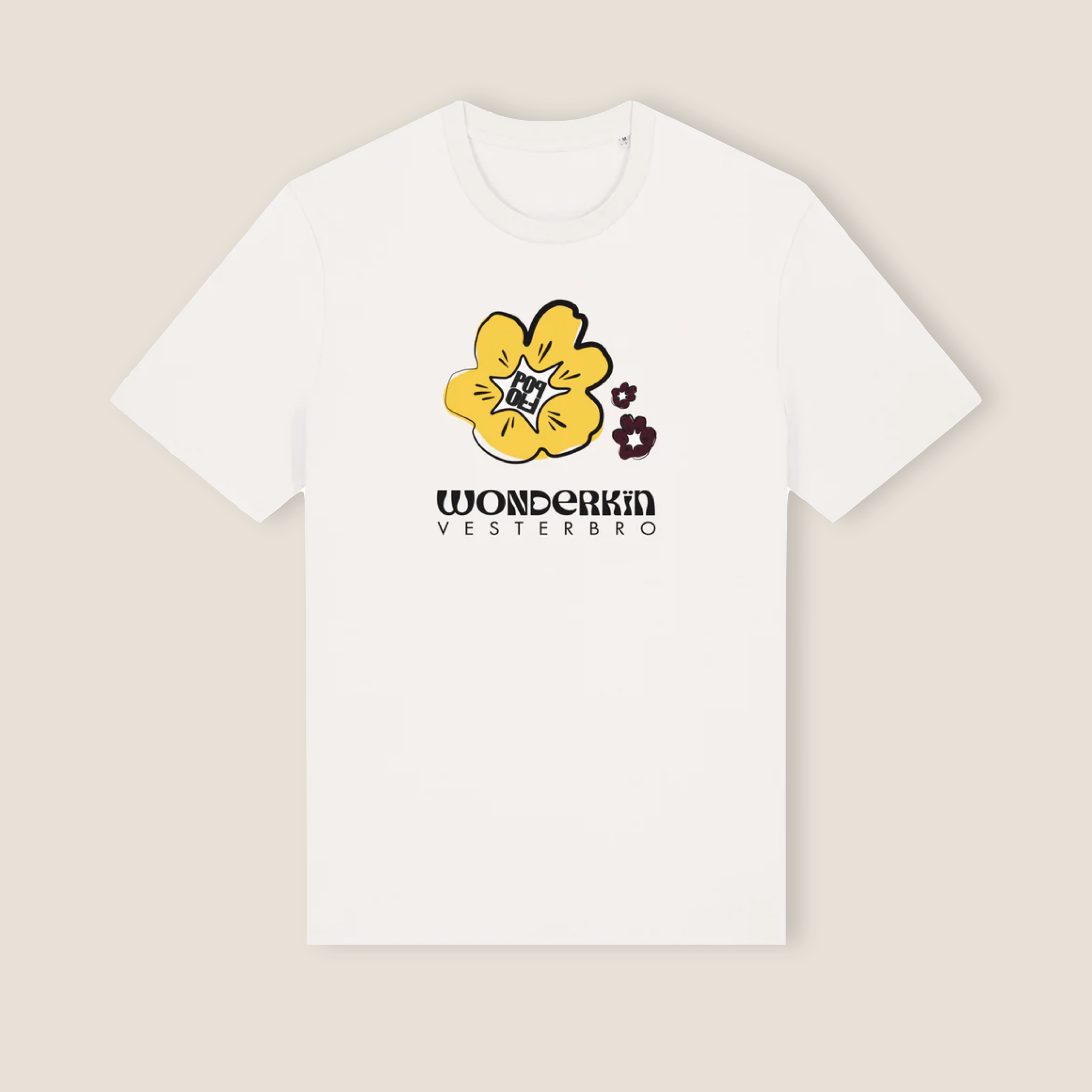 THE POWER POP TEE 180 // off white & yellow burgundy & black