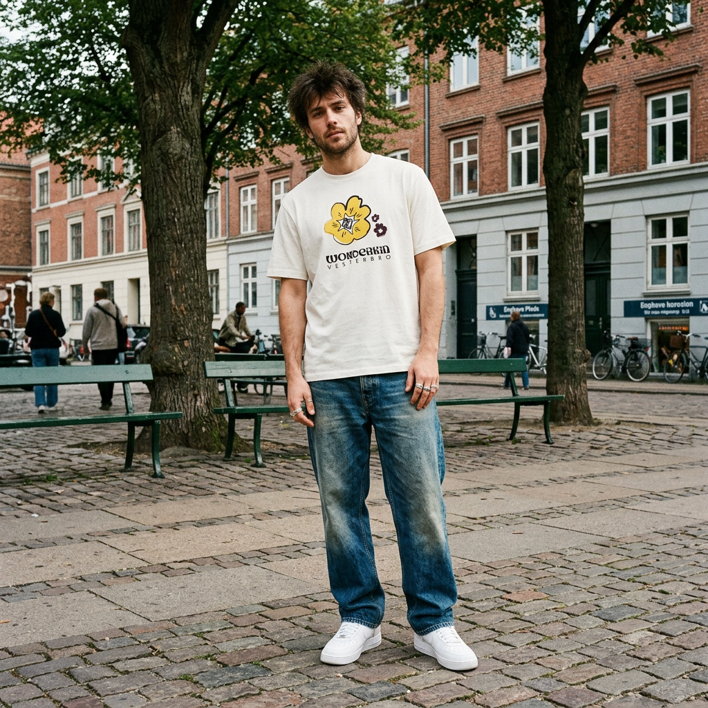THE POWER POP TEE 180 // off white & yellow burgundy & black