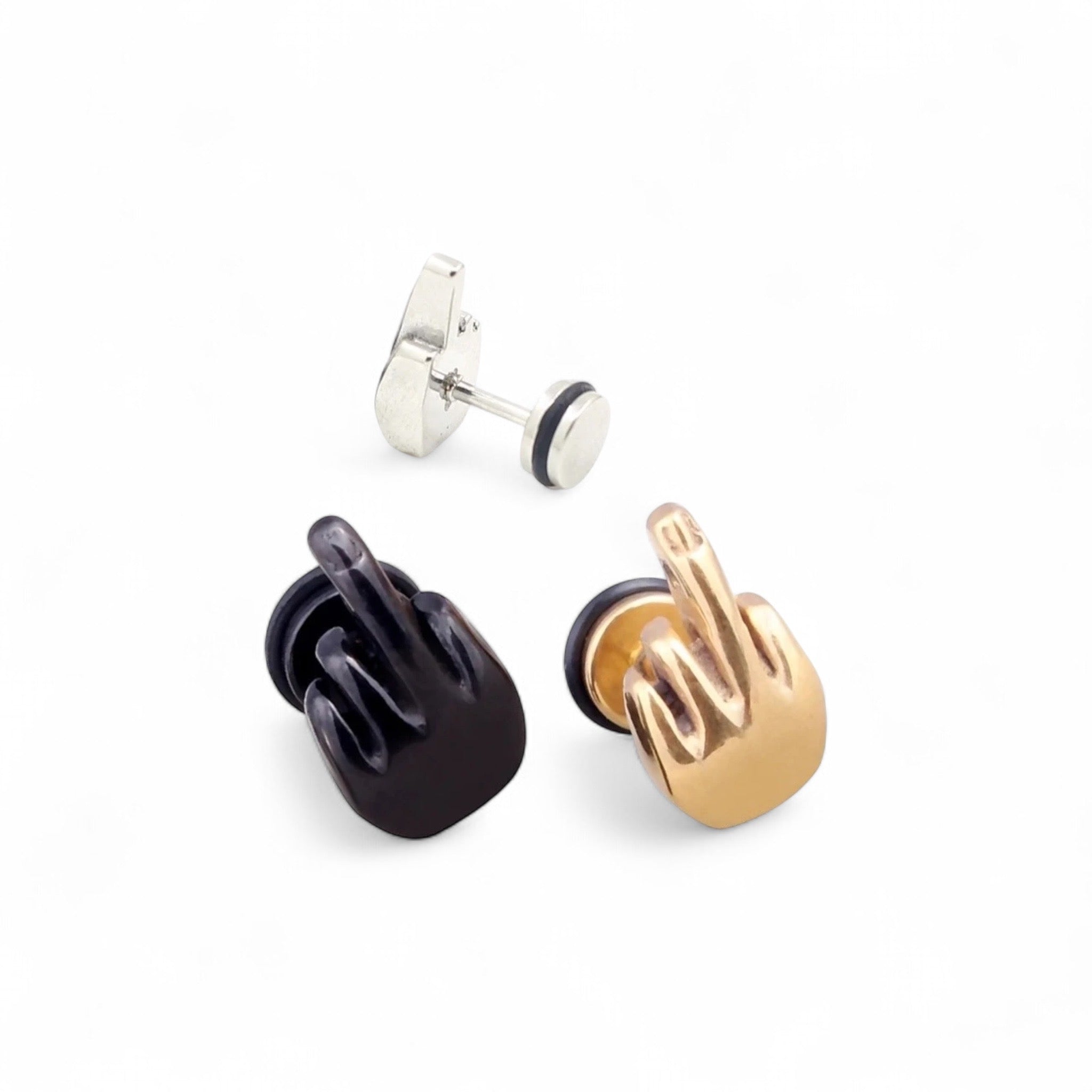 THE POPFUCK EARRING SINGLE / black plated steel