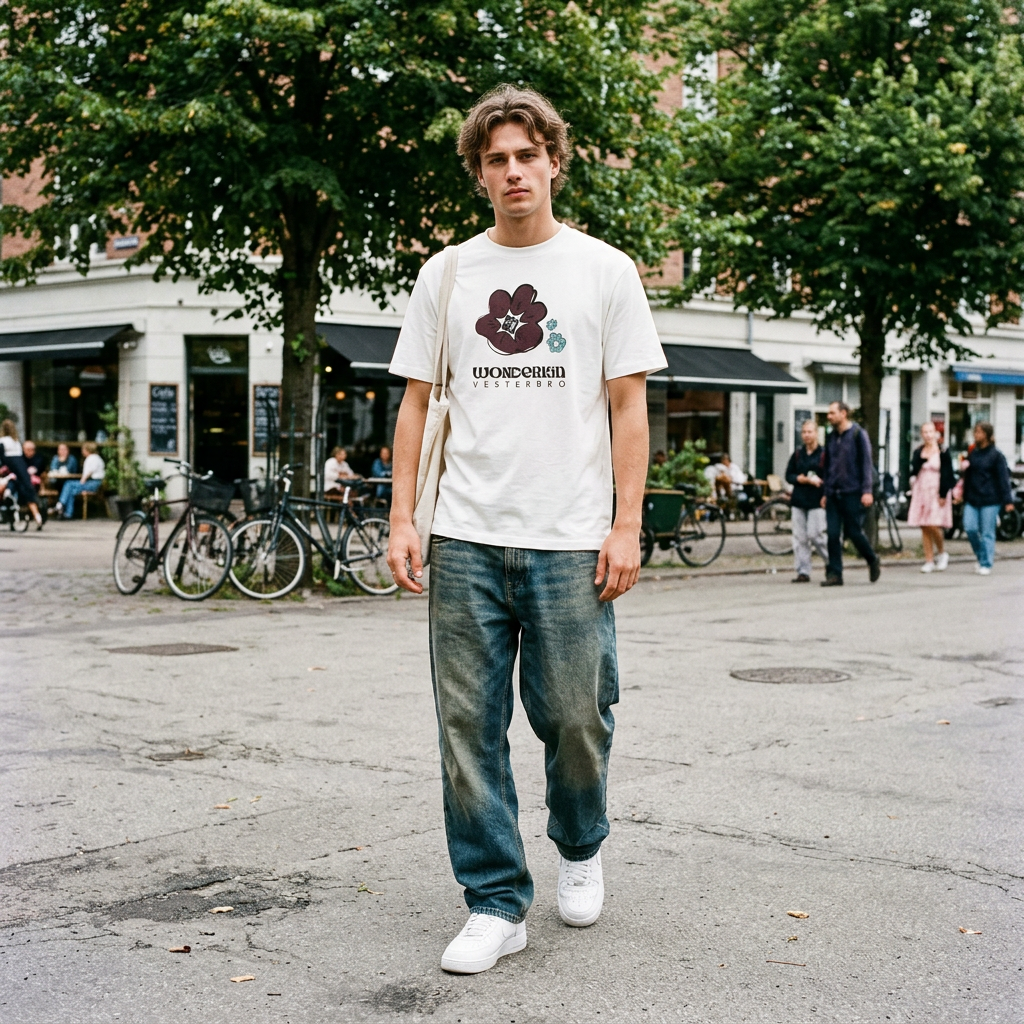 THE POWER POP TEE 180 // off white & burgundy light blue black