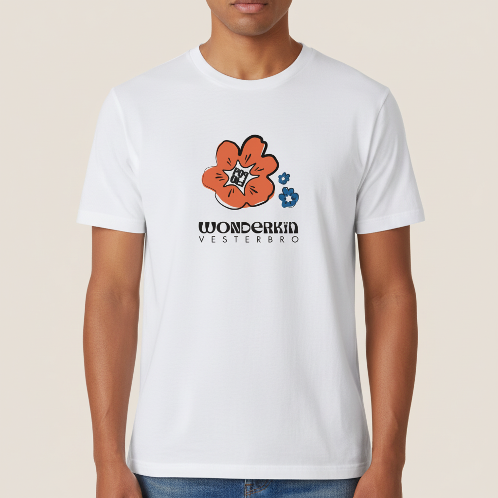 THE POWER POP TEE 180 // off white & orange blue black