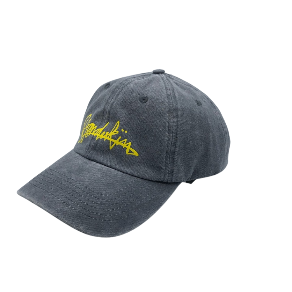 THE POP VINTAGE STREET LOGO CAP // grey & yellow