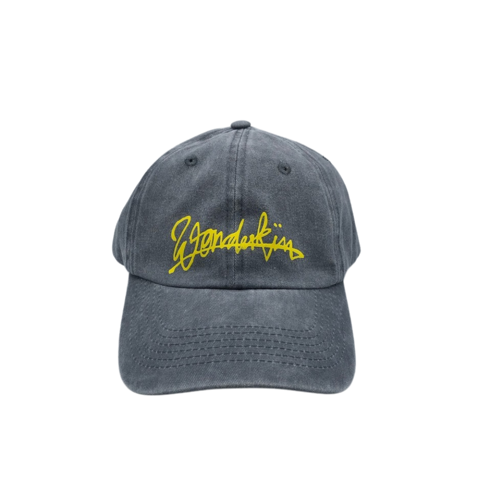 THE POP VINTAGE STREET LOGO CAP // grey & yellow