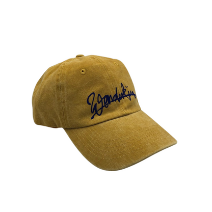 THE POP VINTAGE STREET LOGO CAP // ochre & drak blue