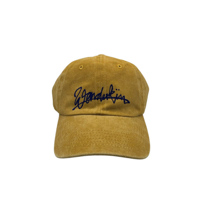 THE POP VINTAGE STREET LOGO CAP // ochre & drak blue