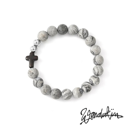 THE POP CROSS & BEADS BRACELET // grey