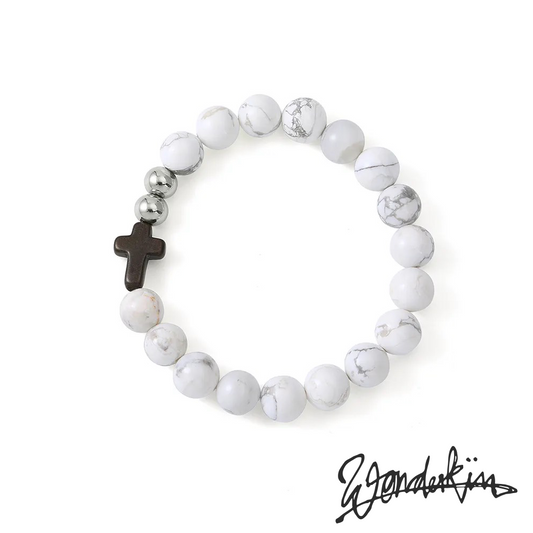 THE POP CROSS & BEADS BRACELET // white