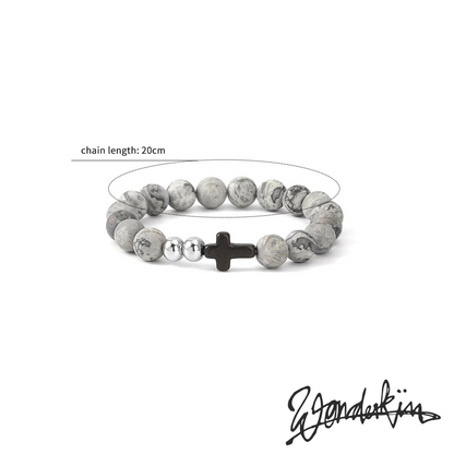 THE POP CROSS & BEADS BRACELET // grey