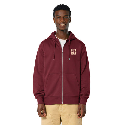 THE POP ZIP HOODIE 350 // burgundy with beige