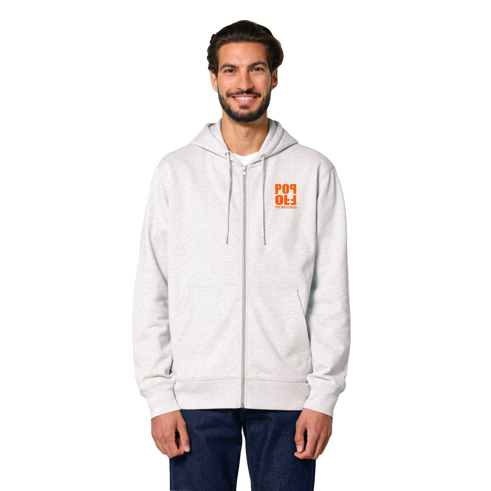 THE POP ZIP HOODIE 350 // cool heather grey with orange