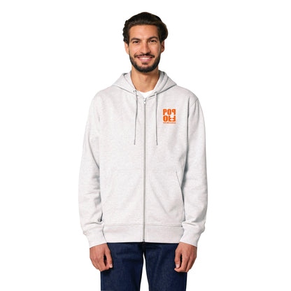 THE POP ZIP HOODIE 350 // cool heather grey with orange