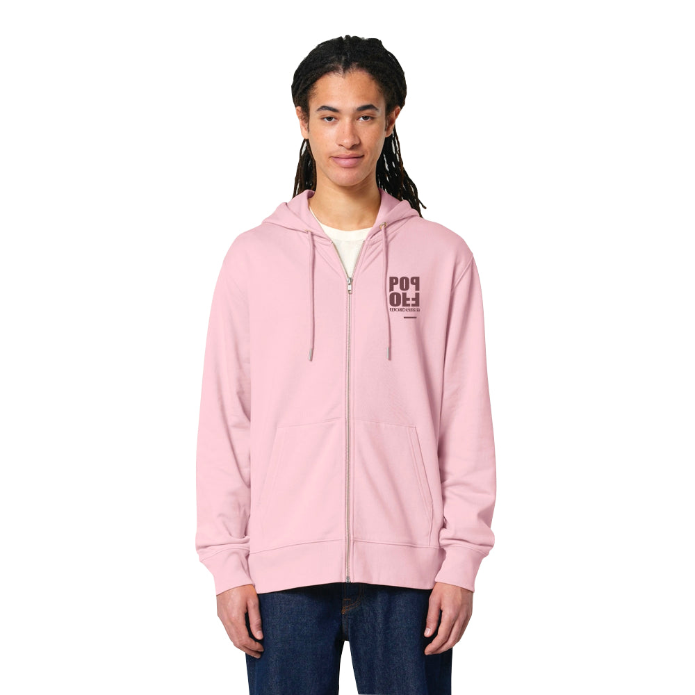 THE POP ZIP HOODIE 350 light pink with burgundy WONDERKIN