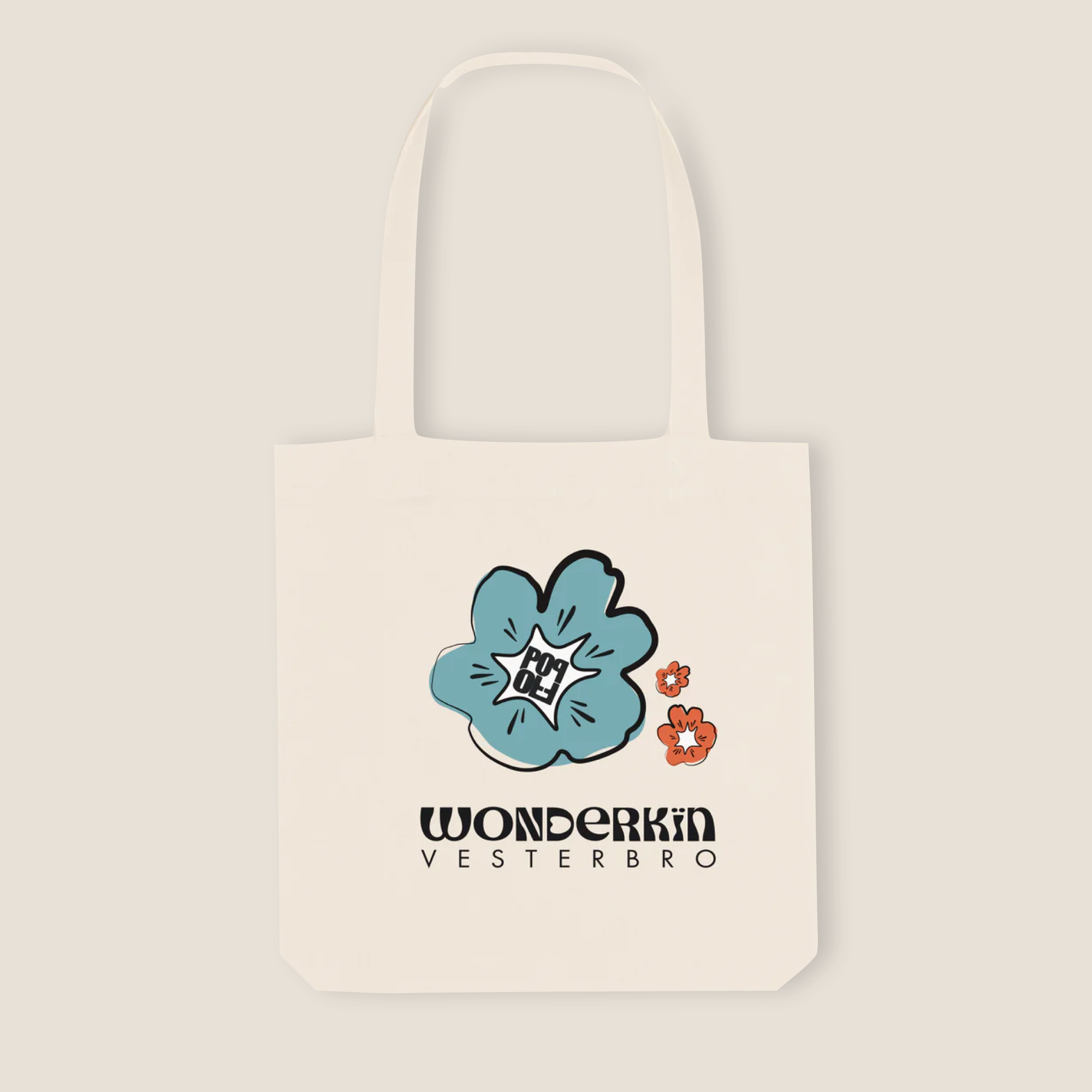 THE POWER POP TOTE BAG // light blue orange black