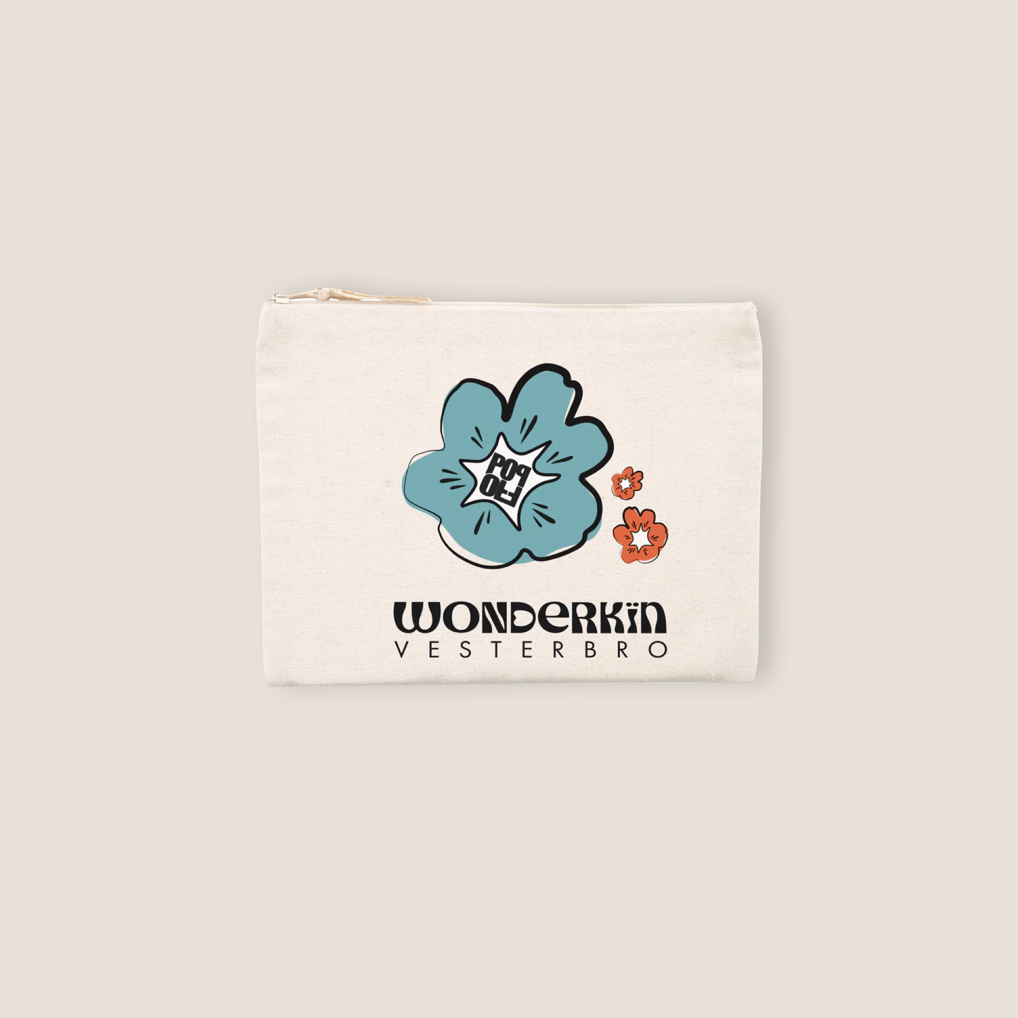 THE POWER POP ZIP POUCH // light blue orange black