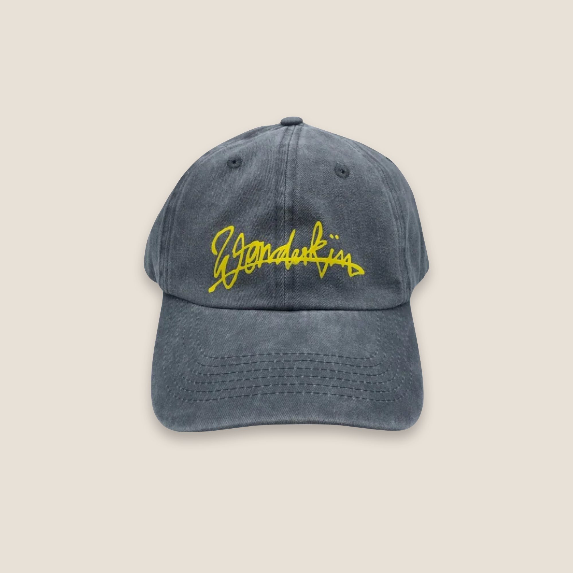 THE POP VINTAGE STREET LOGO CAP // grey & yellow