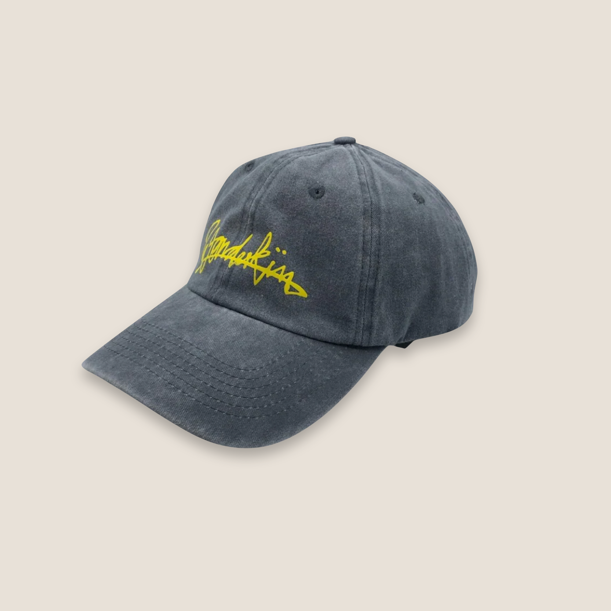 THE POP VINTAGE STREET LOGO CAP // grey & yellow