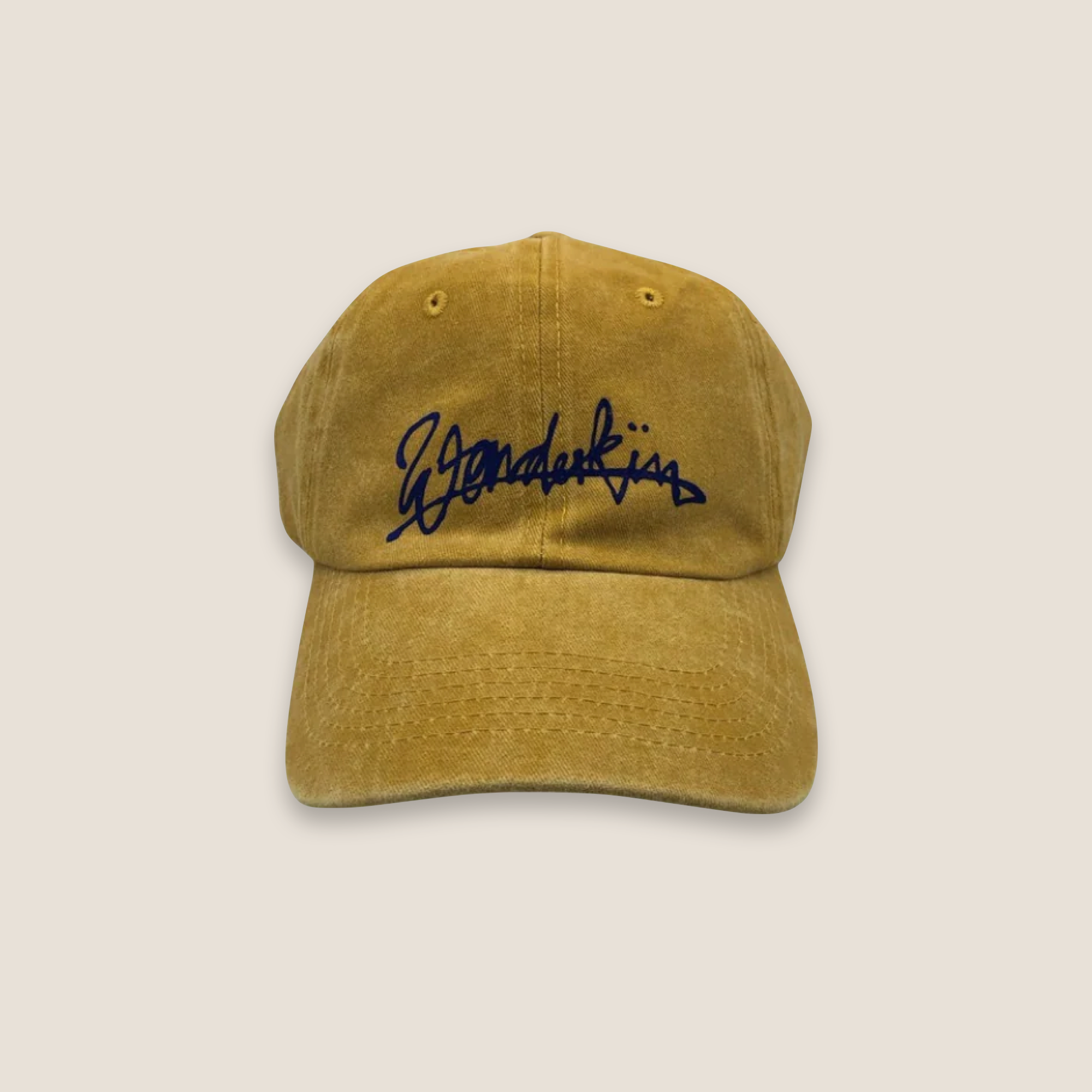 THE POP VINTAGE STREET LOGO CAP // ochre & drak blue