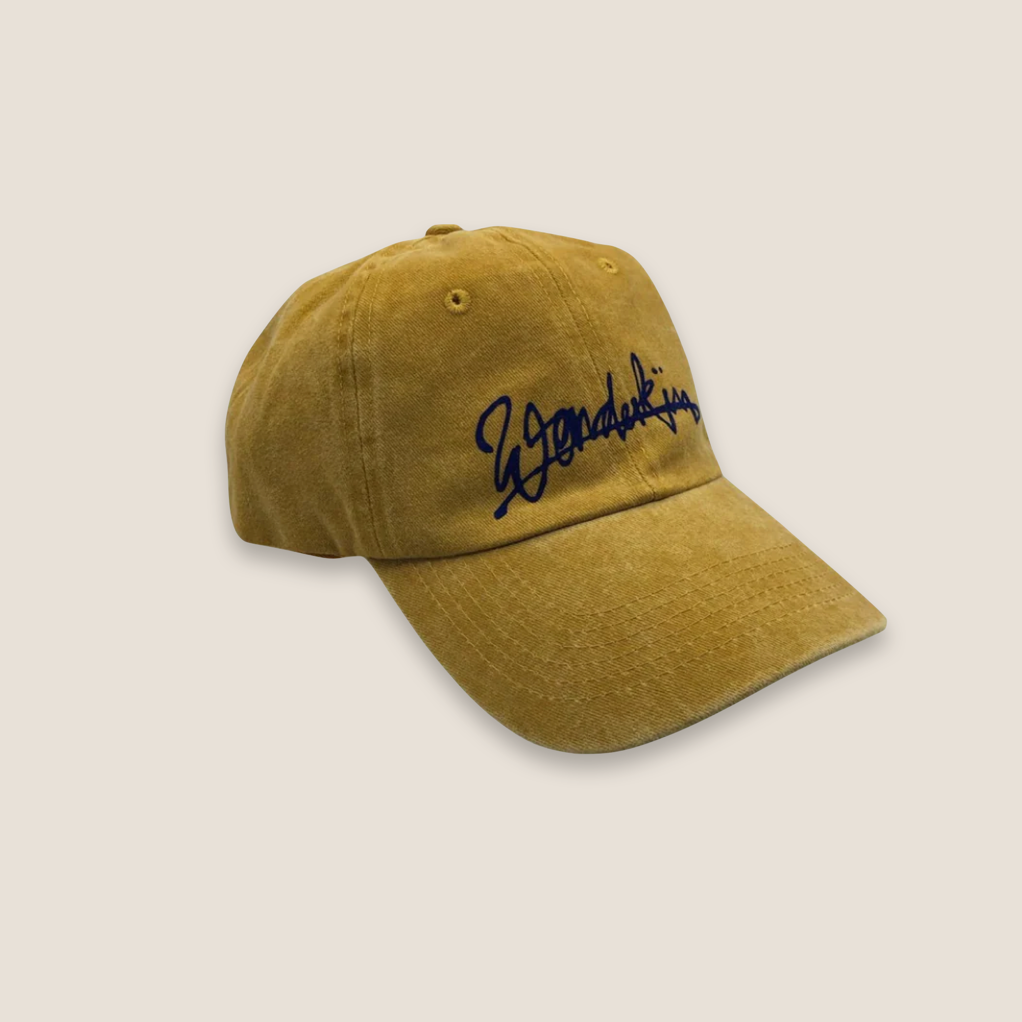 THE POP VINTAGE STREET LOGO CAP // ochre & drak blue