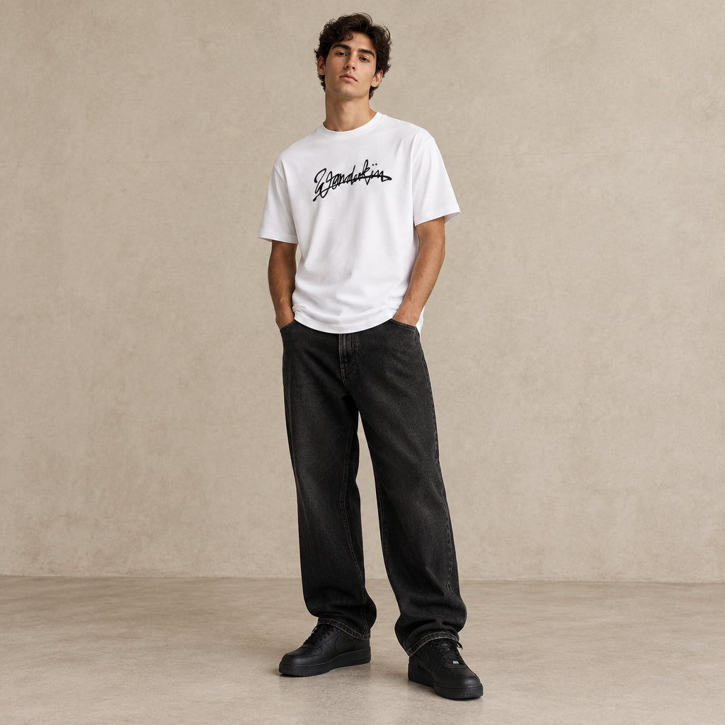 THE POP SIGNATURE TEE 180 // white & black