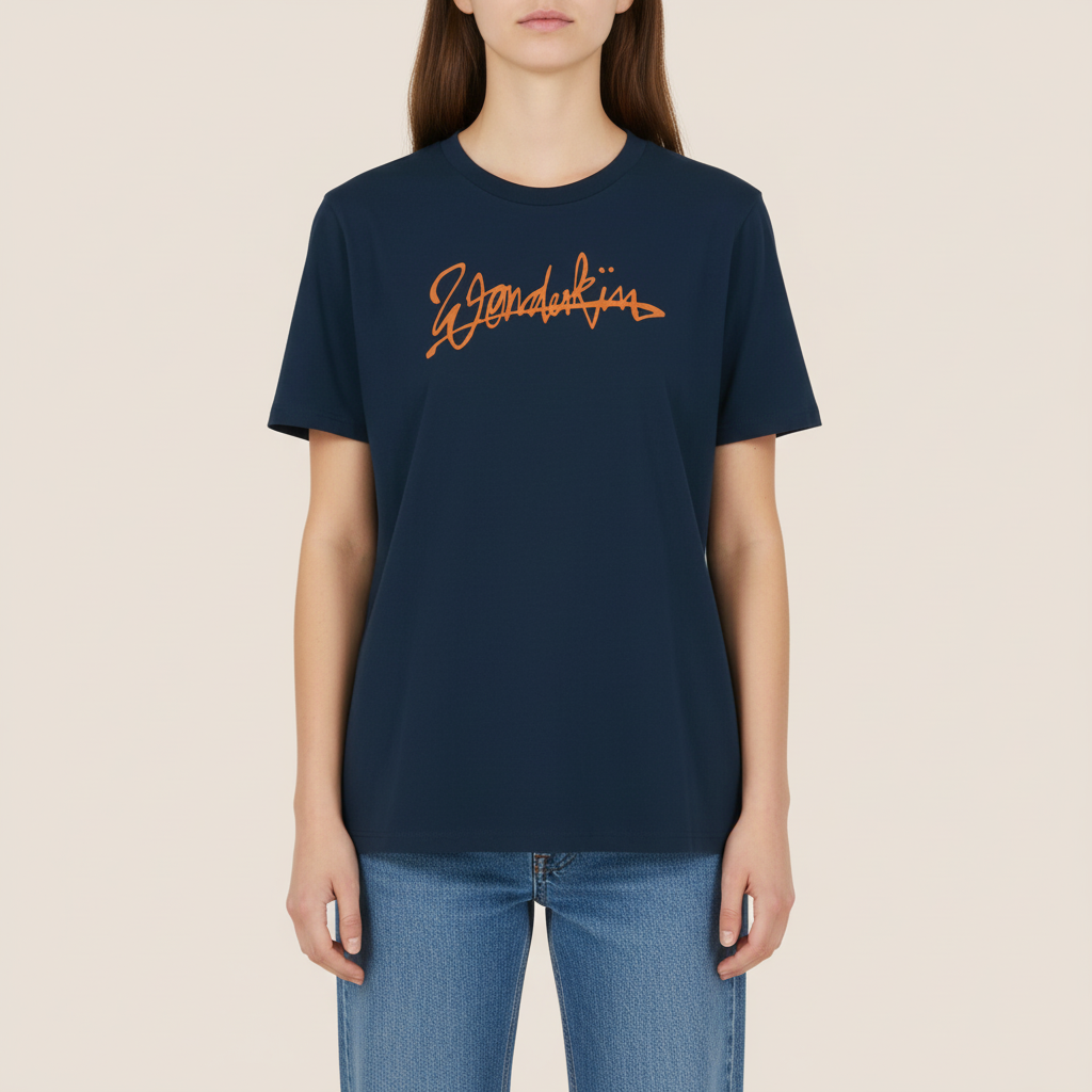 THE POP SIGNATURE TEE 180 // midnight blue & orange